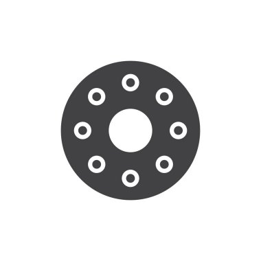 Tekerlek simge vektör, haddeleme düz işareti, üzerinde beyaz izole katı piktogram dolu. Taşıyan sembolü, logo illüstrasyon.