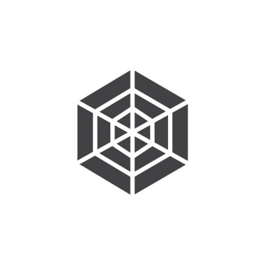 Örümcek web simge vektör, düz işareti, üzerinde beyaz izole katı piktogram dolu. Örümcek ağı sembolü, logo illüstrasyon.