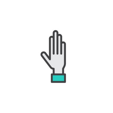 El doldurulmuş anahat simgesini, çizgi vektör işareti, üzerinde beyaz izole doğrusal renkli sembol. İnsan palmiye sembolü, logo illüstrasyon. Piksel mükemmel vektör grafikleri