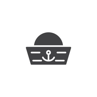 Denizci şapkası vektör simgesi. Mobil kavramı ve web tasarım için düz işareti dolu. Yem-cap basit katı simgesi. Sembol, logo illüstrasyon. Piksel mükemmel vektör grafikleri