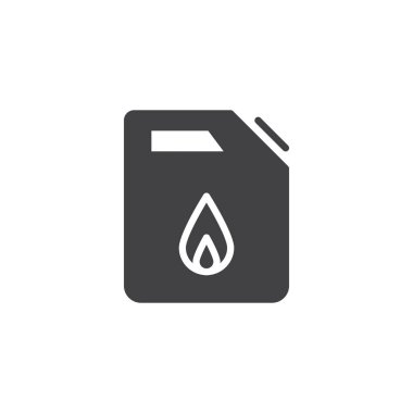 Yakıt jerrican simge vektör, dolu düz işareti, üzerinde beyaz izole katı piktogram. Teneke kutu açılan sembolü, logo illüstrasyon.