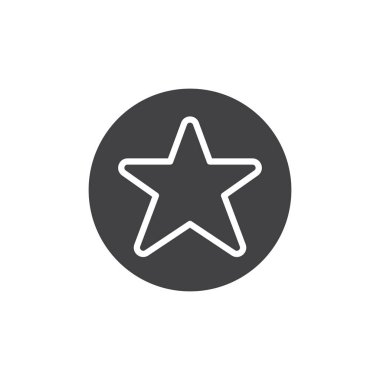 Sık Kullanılanlar düğmesini simge vektör, düz işareti, üzerinde beyaz izole katı piktogram dolu. Daire sembolü, logo illüstrasyon yıldız.