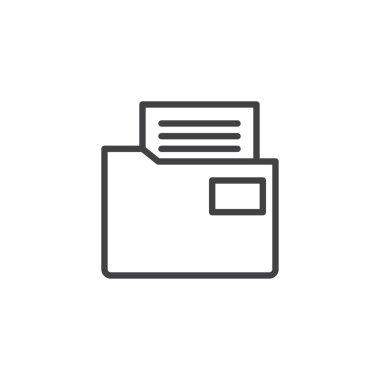 Klasör dosya belge satırı simgesi ile anahat vektör işareti, üzerinde beyaz izole doğrusal stil piktogram. sembol, logo illüstrasyon. Düzenlenebilir kontur