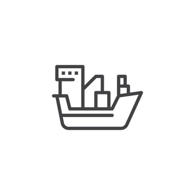 Petrol tankeri gemi anahat simgesi. Mobil kavramı ve web tasarım için doğrusal stili işaret. Gemi basit çizgi vektör simgesi. Sembol, logo illüstrasyon. Piksel mükemmel vektör grafikleri