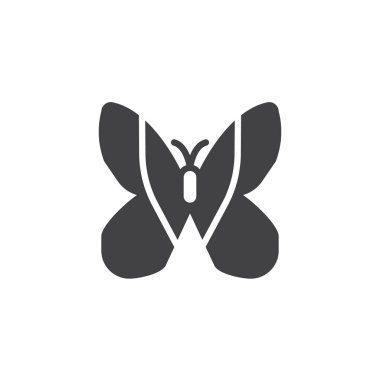 Kelebek simge vektör, dolu düz işareti, üzerinde beyaz izole katı piktogram. Güve sembolü, logo illüstrasyon.