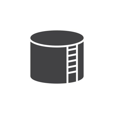 Depolama tankı simge vektör, düz işareti, üzerinde beyaz izole katı piktogram dolu. Petrol terminal sembolü, logo illüstrasyon.