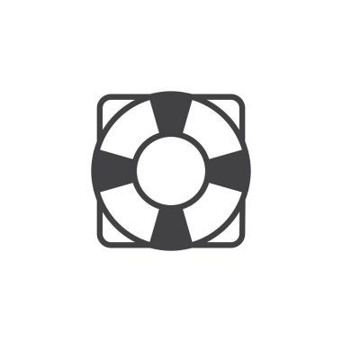 Hayat koruyucu simge vektör, düz işareti, üzerinde beyaz izole katı piktogram dolu. Lifebuoy, yardım sembolü, logo illüstrasyon.