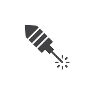 Havai fişek roket vektör simgesi. Mobil kavramı ve web tasarım için düz işareti dolu. Kuyu basit katı simgesi. Sembol, logo illüstrasyon. Piksel mükemmel vektör grafikleri