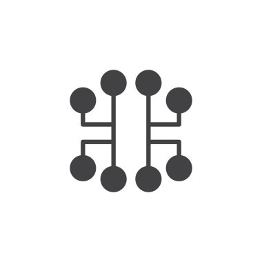 Elektronik devre simge vektör, düz işareti, üzerinde beyaz izole katı piktogram dolu. Sembol, logo illüstrasyon.