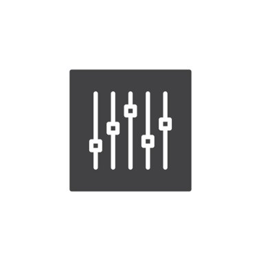 Ses karıştırıcı konsol simge vektör, dolu düz işareti, üzerinde beyaz izole katı piktogram. Müzik çalar ekolayzır ayarı sembolü, logo illüstrasyon.