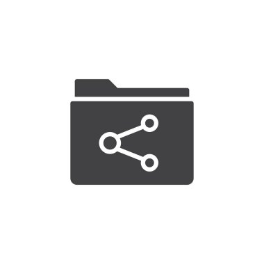 Paylaşılan klasör simge vektör, düz işareti, üzerinde beyaz izole katı piktogram dolu. Sembol, logo illüstrasyon.