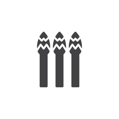 Kuşkonmaz sebze simge vektör, düz işareti, üzerinde beyaz izole katı piktogram dolu. Vejetaryen yiyecekler sembolü, logo illüstrasyon.