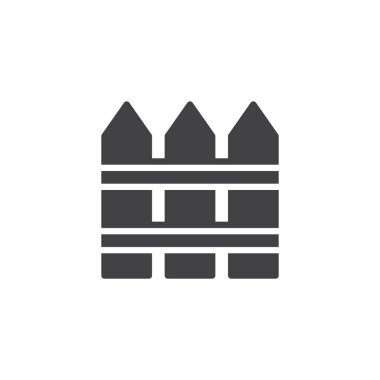 Çit simge vektör, dolu düz işareti, üzerinde beyaz izole katı piktogram. Bariyer sembolü, logo illüstrasyon.