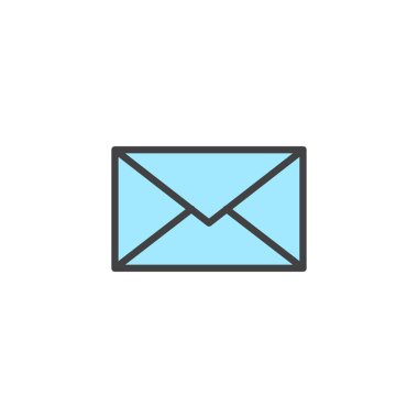 Zarf posta doldurulmuş anahat simgesini, çizgi vektör işareti, üzerinde beyaz izole doğrusal renkli sembol. E-posta simgesi, logo illüstrasyon. Piksel mükemmel vektör grafikleri