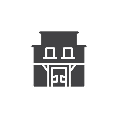 Kamu house simge vektör, düz işareti, üzerinde beyaz izole katı piktogram dolu. Pub sembolü, logo illüstrasyon.