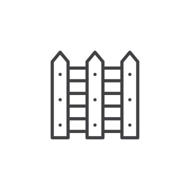 Ahşap çit anahat simgesi. Mobil kavramı ve web tasarım için doğrusal stili işaret. Çitli basit çizgi vektör simgesi. Sembol, logo illüstrasyon. Piksel mükemmel vektör grafikleri