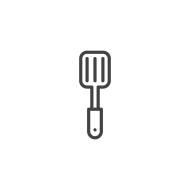 Mutfak spatula anahat simgesi. Mobil kavramı ve web tasarım için doğrusal stili işaret. Spatula turner basit çizgi vektör simgesi. Sembol, logo illüstrasyon. Piksel mükemmel vektör grafikleri