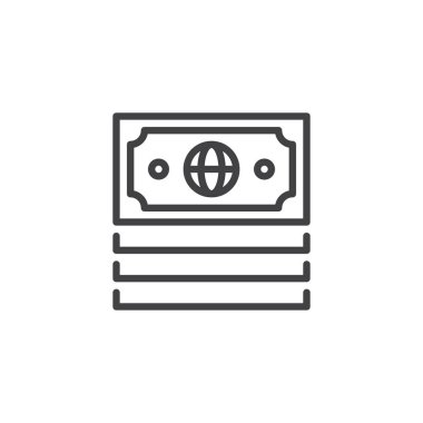Para anahat simgesi. Mobil kavramı ve web tasarım için doğrusal stili işaret. Ekonomi basit çizgi vektör simgesi. Para akışı sembolü, logo illüstrasyon. Piksel mükemmel vektör grafikleri