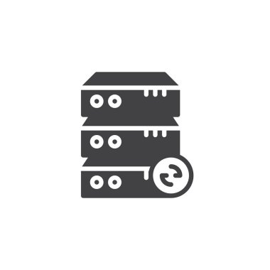 Eşitleme sürücü simge vektör, dolu düz işareti, üzerinde beyaz izole katı piktogram. Sembol, logo illüstrasyon.