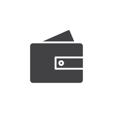 M-cüzdan para vektör simgesi olan. Mobil kavramı ve web tasarım için düz işareti dolu. Çanta basit katı simgesi. Sembol, logo illüstrasyon. Piksel mükemmel vektör grafikleri