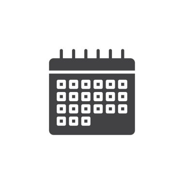 Takvim vektör simgesi. Mobil kavramı ve web tasarım için düz işareti dolu. Olay hatırlatıcı basit katı simgesi. Sembol, logo illüstrasyon. Piksel mükemmel vektör grafikleri