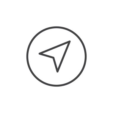 İmleç satır simgesi, anahat vektör işareti üzerinde beyaz izole doğrusal stil piktogram. Navigator işaretçi ok sembolü, logo illüstrasyon. Düzenlenebilir kontur