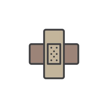 Yama doldurulmuş anahat simgesini, çizgi vektör işareti, üzerinde beyaz izole doğrusal renkli sembol. Yapışkan yapışkan bant sembolü, logo illüstrasyon. Piksel mükemmel vektör grafikleri