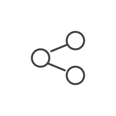 Sosyal ağ bağlantıları simgesi, satır anahat vektör işareti, üzerinde beyaz izole doğrusal stil piktogram. Paylaşım sembolü, logo illüstrasyon. Düzenlenebilir kontur