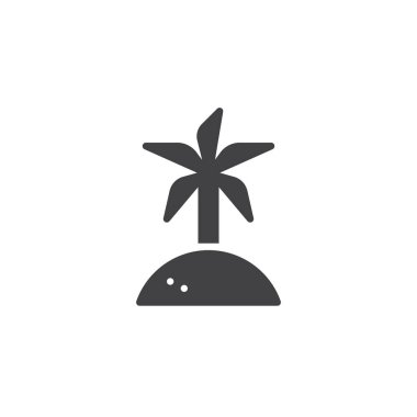 Hindistan cevizi hurma ağacı vektör simgesi. Mobil kavramı ve web tasarım için düz işareti dolu. Island Seyahat basit katı simgesi. Sembol, logo illüstrasyon. Piksel mükemmel vektör grafikleri