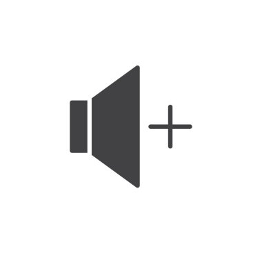 Ses hoparlör sesini simge vektör, düz işareti, üzerinde beyaz izole katı piktogram dolu. Birim artı sembolü, logo illüstrasyon.