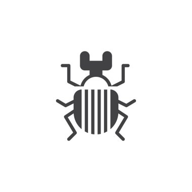 Böceği böcek böcek simge vektör, dolu düz işareti, üzerinde beyaz izole katı piktogram. Scarab hata sembolü, logo illüstrasyon.