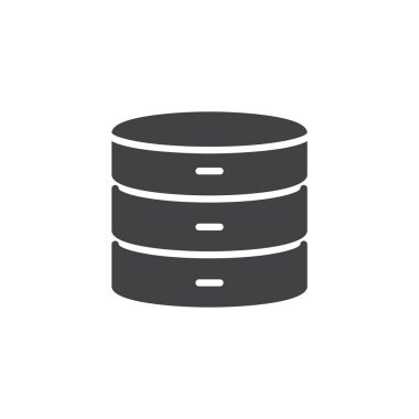 Veritabanı sunucu vektör simgesi. Mobil kavramı ve web tasarım için düz işareti dolu. Veri Merkezi basit katı simgesi. Sembol, logo illüstrasyon. Piksel mükemmel vektör grafikleri