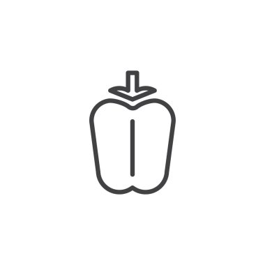 Dolmalık biber sebze satırı simgesi, anahat vektör işareti üzerinde beyaz izole doğrusal stil piktogram. Kırmızı biber sembol, logo illüstrasyon. Düzenlenebilir kontur