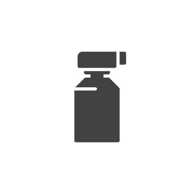 Sprey şişe vektör simgesi. Mobil kavramı ve web tasarım için düz işareti dolu. Dağıtıcı pompa basit katı simgesi ile şişe. Sembol, logo illüstrasyon. Piksel mükemmel vektör grafikleri