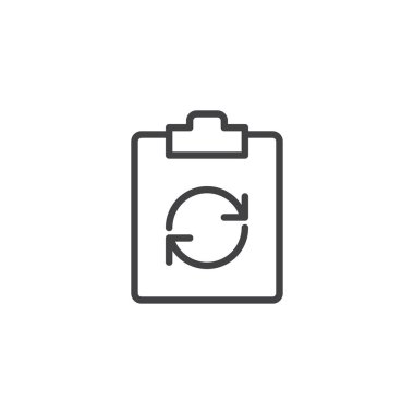 Pano okları satırı simgesi, geri dönüşüm ile anahat vektör işareti, üzerinde beyaz izole doğrusal stil piktogram. Dosya simgesi, logo illüstrasyon yenileyin. Düzenlenebilir kontur