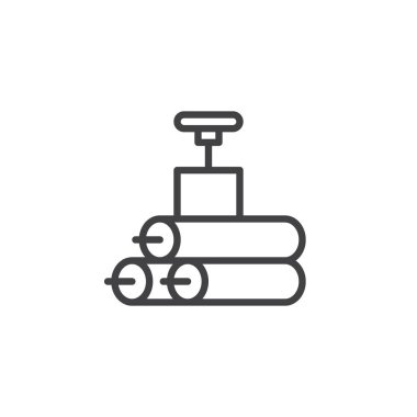 Dinamit bomba satırı simgesi, vektör işareti, anahat üzerinde beyaz izole doğrusal stil piktogram. TNT sembolü, logo illüstrasyon. Düzenlenebilir kontur