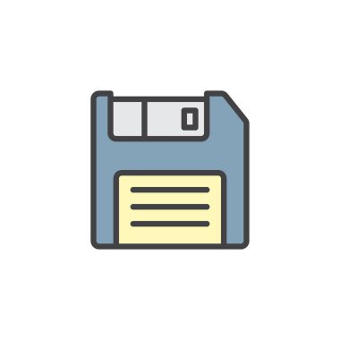 Floppy disk dolu anahat simgesini, çizgi vektör işareti, üzerinde beyaz izole doğrusal renkli sembol. Disket, sembol, logo illüstrasyon Kaydet. Piksel mükemmel vektör grafikleri
