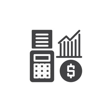 Mali analytics simge vektör. Mobil kavramı ve web tasarım için düz işareti dolu. Online Bankacılık basit katı simgesi. Sembol, logo illüstrasyon.