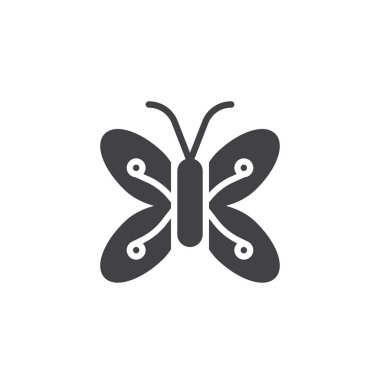 Kelebek simge vektör, dolu düz işareti, üzerinde beyaz izole katı piktogram. Sembol, logo illüstrasyon.