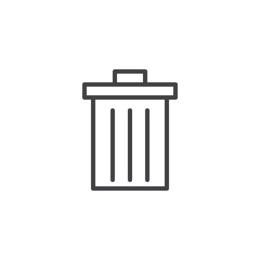 Çöp kutusu simgesini, satır anahat vektör işareti, üzerinde beyaz izole doğrusal stil piktogram. Sembol, logo illüstrasyon silin. Düzenlenebilir kontur