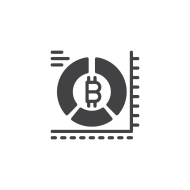 Bitcoin pasta grafiği vektör simgesi. Mobil kavramı ve web tasarım için düz işareti dolu. Cryptocurrency istatistik basit katı simgesi. Sembol, logo illüstrasyon. Piksel mükemmel vektör grafikleri