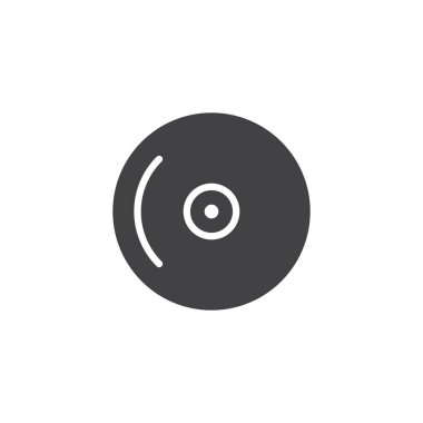 Kompakt disk simge vektör, düz işareti, üzerinde beyaz izole katı piktogram dolu. CD, Dvd sembolü, logo illüstrasyon.