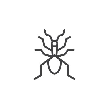 Böcek satırı simgesi, anahat vektör işareti üzerinde beyaz izole doğrusal stil piktogram. Karınca sembolü, logo illüstrasyon. Düzenlenebilir kontur