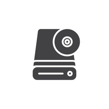 Sabit disk simge vektör, düz işareti, üzerinde beyaz izole katı piktogram dolu. HDD simgesi, logo illüstrasyon.