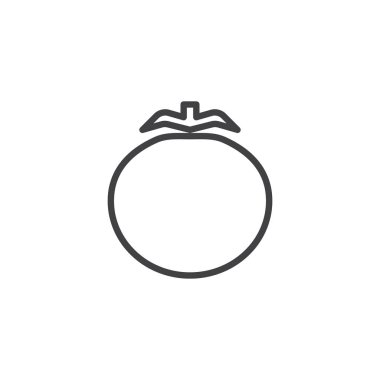 Domates sebze satırı simgesi, anahat vektör işareti üzerinde beyaz izole doğrusal stil piktogram. Sembol, logo illüstrasyon. Düzenlenebilir kontur