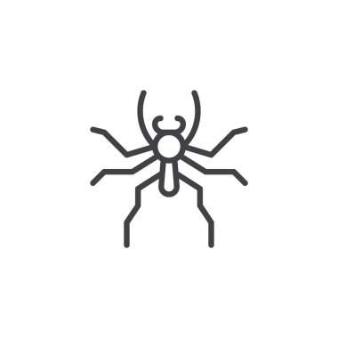 Örümcek satırı simgesi atlama, anahat vektör işareti, üzerinde beyaz izole doğrusal stil piktogram. Sembol, logo illüstrasyon. Düzenlenebilir kontur