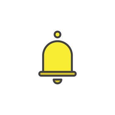 Alarm zili doldurulmuş anahat simgesini, çizgi vektör işareti, üzerinde beyaz izole doğrusal renkli sembol. Sembol, logo illüstrasyon. Piksel mükemmel vektör grafikleri