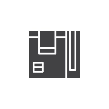 Paket vektör simgesi. Mobil kavramı ve web tasarım için düz işareti dolu. basit katı simgesi. Sembol, logo illüstrasyon. Piksel mükemmel vektör grafikleri