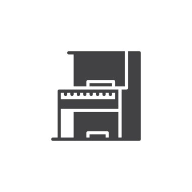 Retro piyano simge vektör, düz işareti, üzerinde beyaz izole katı piktogram dolu. Sembol, logo illüstrasyon.