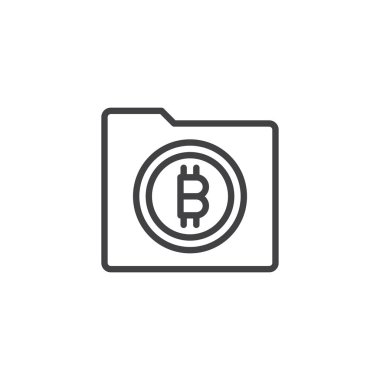 Bitcoin klasör anahat simgesi. Mobil kavramı ve web tasarım için doğrusal stili işaret. Cryptocurrency Arşiv basit çizgi vektör simgesi. Sembol, logo illüstrasyon. Piksel mükemmel vektör grafikleri
